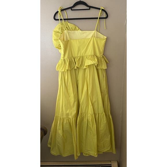 Tanya Taylor Delphine Dress Lemon Yellow Ruffle Detail Midi Dress sz 10 - Picture 13 of 13